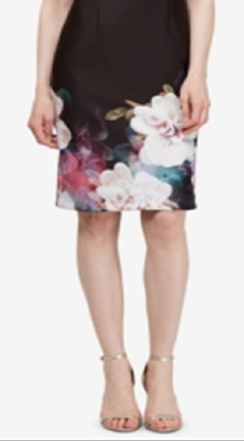 Vestido de mergulho floral feminino SL Fashions, preto, tamanho 10