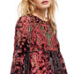 Vestido feminino Free People com manga comprida e acima do joelho, cintura império, vermelho, tamanho médio