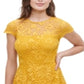 Vestido curto com decote ilusão e manga curta Kensie feminino, amarelo, tamanho 4