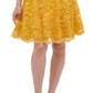 Vestido curto com decote ilusão e manga curta Kensie feminino, amarelo, tamanho 4