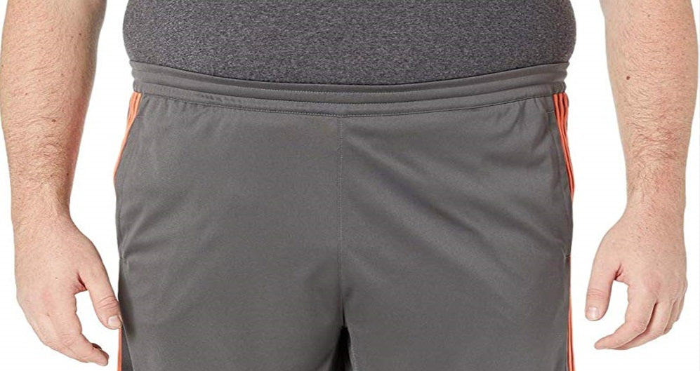 Shorts esportivos Adidas masculino com listras laterais ClimaCool cinza, tamanho XX-G