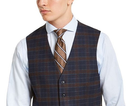 Tommy Hilfiger Colete Xadrez Stretch THFlex Modern Fit Masculino Azul Tamanho Grande