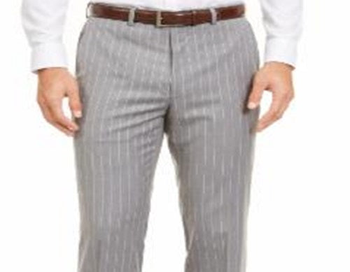 Calça de terno Ralph Lauren Classic Fit UltraFlex Stretch Stripe Masculina, cinza, tamanho 36x32