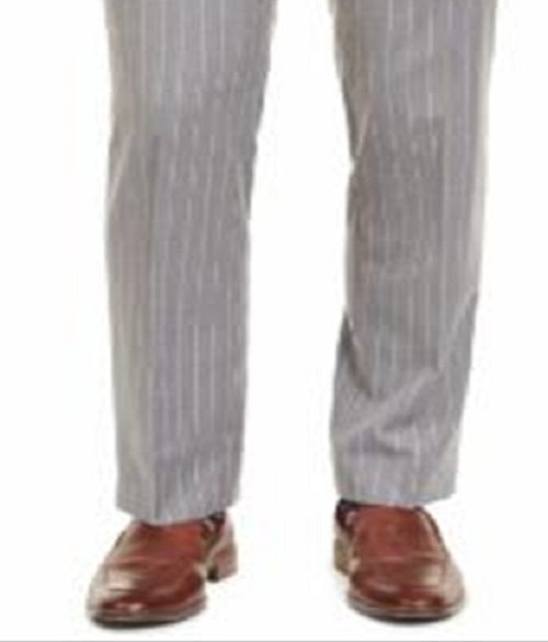 Calça de terno Ralph Lauren Classic Fit UltraFlex Stretch Stripe Masculina, cinza, tamanho 36x32