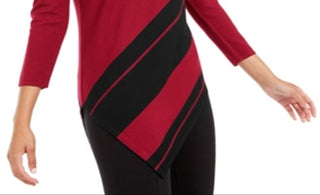 Suéter listrado assimétrico feminino Alfani vermelho tamanho X-Large