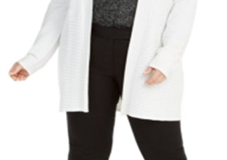 Cardigan de malha com frente aberta feminino Alfani, branco, tamanho 0X