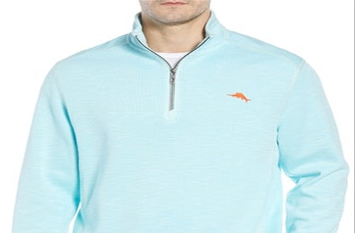 Tommy Bahama Masculino Tobago Bay Meio Zíper Pulôver Azul Tamanho XX-G