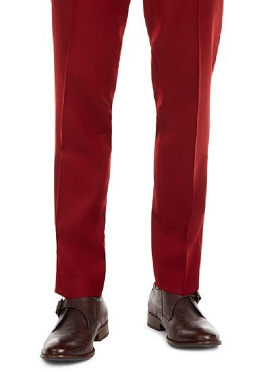 Calça social masculina Bar III Slim Fit de lã elástica, tamanho 30X30, vermelha