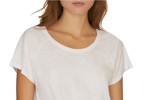Camiseta feminina Sanctuary Lou com amarração frontal e manga curta, branca, tamanho pequeno