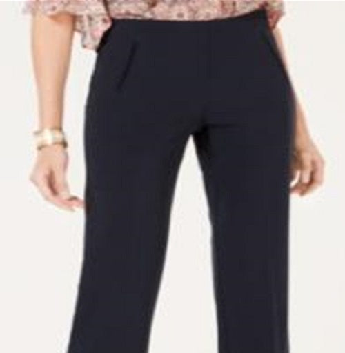 Calça feminina estilo &amp; co com controle de barriga, perna reta, azul, tamanho 4