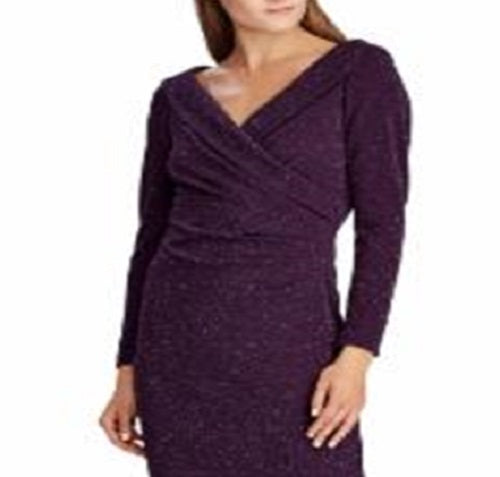 Vestido Ralph Lauren Feminino Metálico Surplice Roxo Tamanho 16