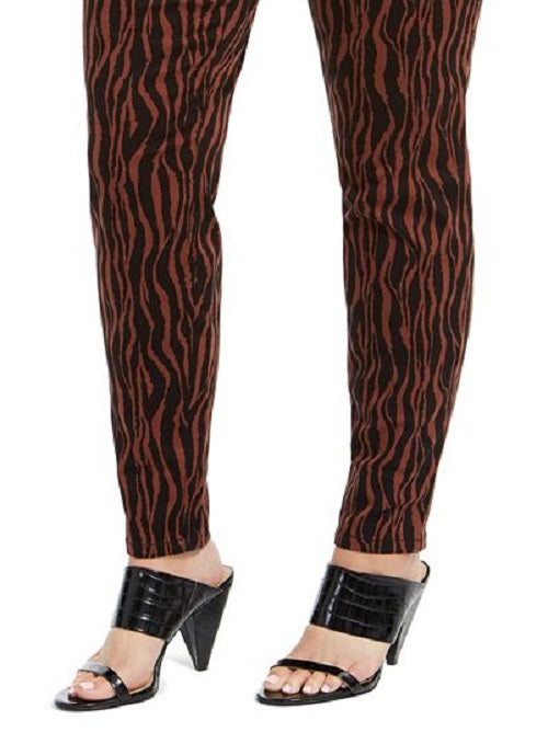 Calça jeans skinny feminina com estampa de tigre e cintura média da INC International Concepts, marrom, tamanho 24W