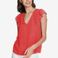 1.STATE Blusa feminina com babados e ombros franzidos, coral, tamanho médio