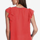 1.STATE Blusa feminina com babados e ombros franzidos, coral, tamanho médio