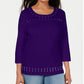 Karen Scott Top Feminino Decote Redondo com Tachas Azul Tamanho XXL