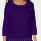 Karen Scott Top Feminino Decote Redondo com Tachas Azul Tamanho XXL
