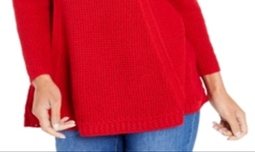 Suéter túnica feminino com gola alta estilo &amp; co, vermelho, tamanho pequeno P