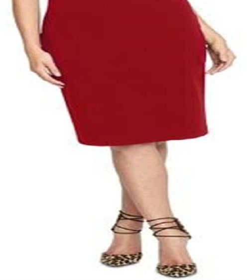 Vestido de festa feminino Rachel Roy, sem mangas, comprimento até o joelho, vermelho, tamanho XX-G