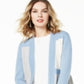Cardigan feminino de cashmere puro com blocos de cores Charter Club, azul, tamanho pequeno G