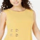 Vestido feminino com ilhós e cintura alta, tamanho pequeno, amarelo, JM Collection