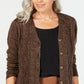 Karen Scott Cardigan Duster Feminino com Botões Frontais Marrom Tamanho Pequeno P