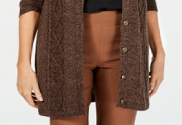 Karen Scott Cardigan Duster Feminino com Botões Frontais Marrom Tamanho Pequeno P