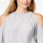Blusa Alfani Feminina Smocked com Ombros Vazados Cinza Tamanho Pequeno