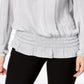 Blusa Alfani Feminina Smocked com Ombros Vazados Cinza Tamanho Pequeno