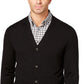 Cardigan masculino de malha com decote em V, preto, tamanho XXX-G
