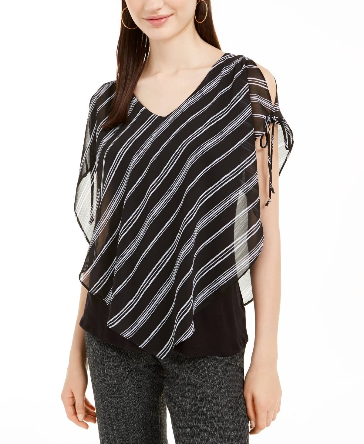 Blusa 2Fer Byer de manga curta e decote em V da BCX Junior, preta, tamanho extragrande