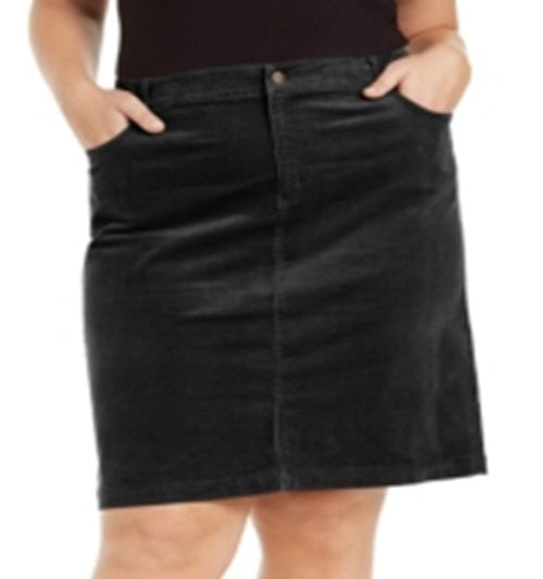 Saia de veludo cotelê feminina Charter Club preta tamanho 28W