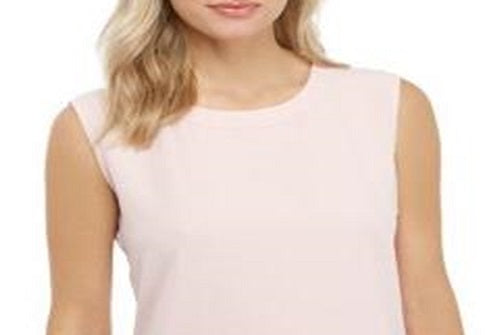 Blusa feminina Anne Klein com decote em U, rosa, tamanho médio