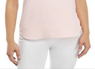Blusa feminina Anne Klein com decote em U, rosa, tamanho médio