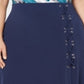 Saia feminina com cadarço evasê JM Collection, azul, tamanho 3X