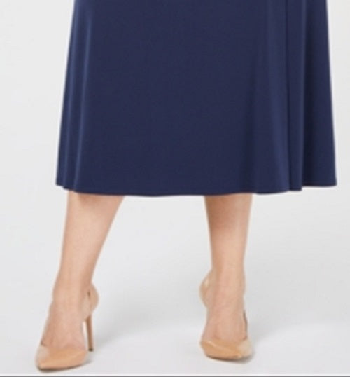 Saia feminina com cadarço evasê JM Collection, azul, tamanho 3X