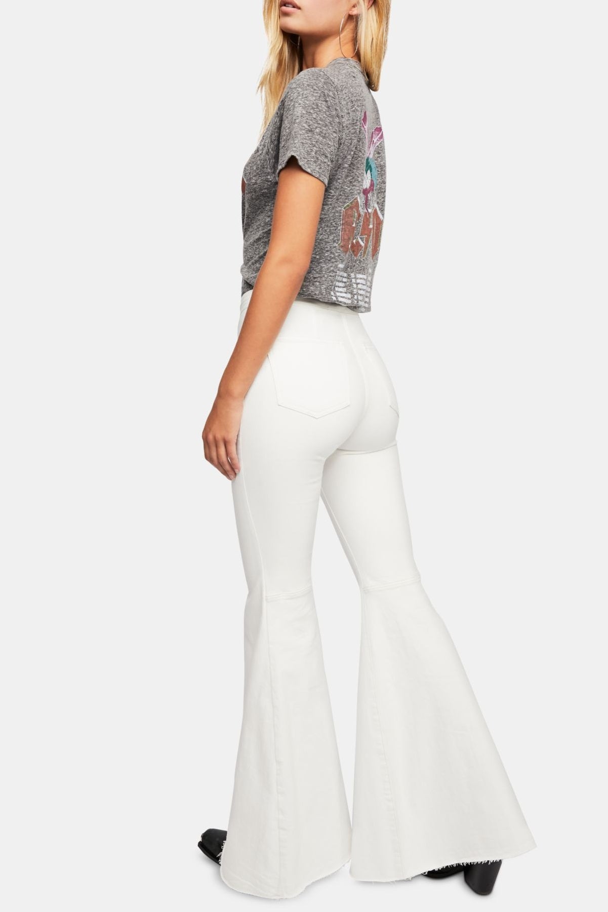 Calça Flare Just Float On de Cintura Alta Feminina da Free People, Branca, Tamanho 30