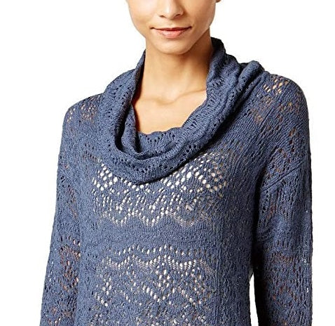 Suéter estampado com gola alta feminino Style &amp; Co, azul, tamanho XX-G