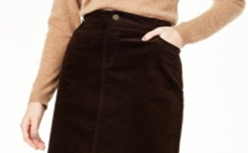 Saia de veludo cotelê com controle de barriga Charter Club feminina, marrom, tamanho 10