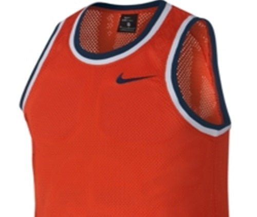Camisa de basquete Nike Dri-FIT Mesh masculina, laranja, tamanho médio