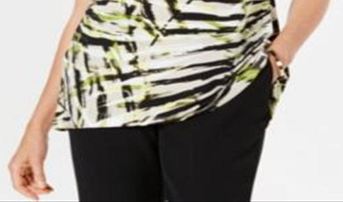 Blusa feminina Kasper sem mangas estampada verde tamanho G