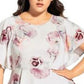 Blusa peplum texturizada floral feminina City Chic, branca, tamanho 14