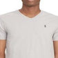 Camiseta Polo Ralph Lauren Masculina Classic Fit Gola V Cinza Tamanho Médio
