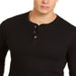 Camiseta masculina de manga comprida com botões Club Room, preta, tamanho pequeno