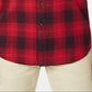 Camisa de flanela xadrez de algodão escovado e elástico masculina Club Room, vermelha, tamanho médio