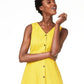 Vestido feminino Alfani com decote em V, sem mangas, com botões, amarelo, tamanho 18