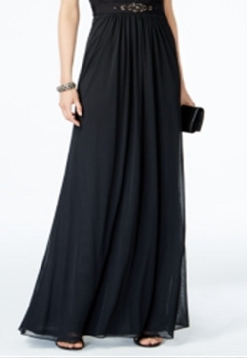 Vestido de renda ilusão feminino Adrianna Papell, preto, tamanho 20