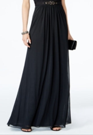 Adrianna Papell Women's Lace Illusion Gown Black Size 20