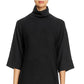 Vestido midi de lã com gola falsa Eileen Fisher feminino, preto, tamanho grande