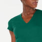 Blusa feminina de manga curta com decote em V canelado da INC International Concepts, verde, tamanho grande