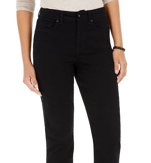 Calça jeans feminina estilo curvilíneo com perna reta, azul, tamanho 18-G